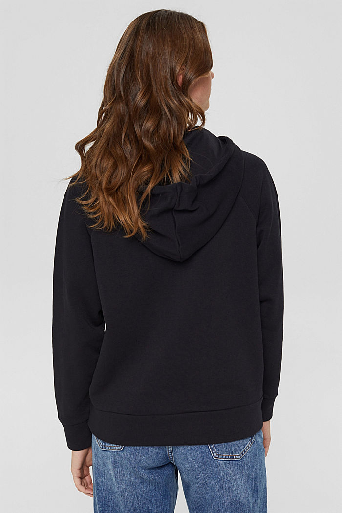 Gerecycled: hoodie met motief, BLACK, detail image number 3