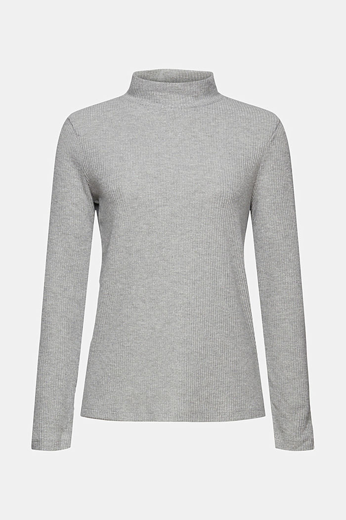 Glittering ribbed long sleeve top made of recycled material
