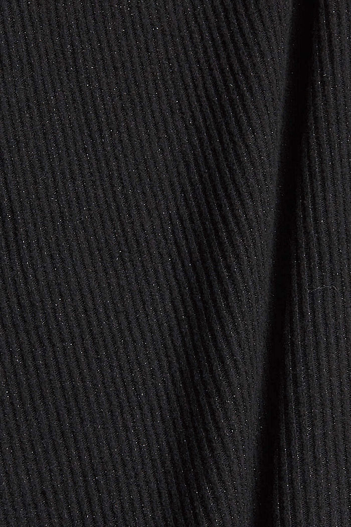 Top acanalado de cuello vuelto con efecto brillante, BLACK, detail image number 4