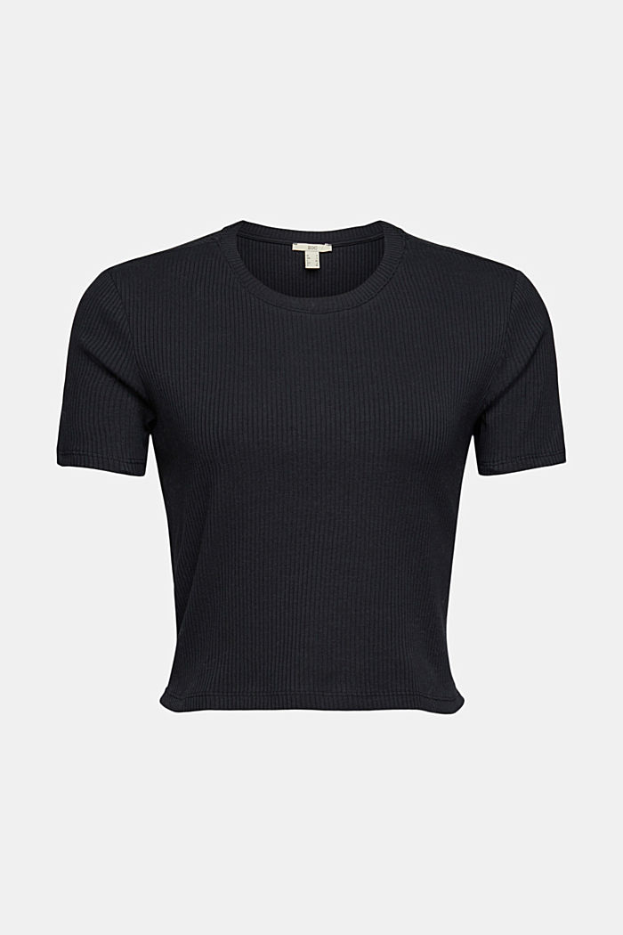 T-shirt à encolure au dos, coton biologique, BLACK, detail image number 6