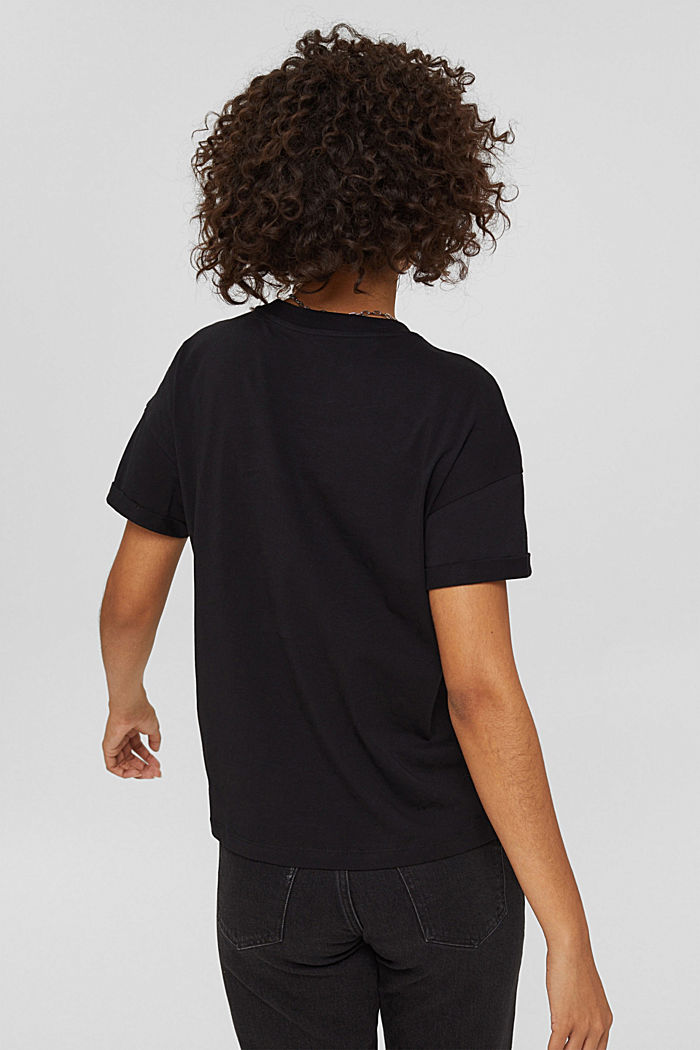 T-Shirt mit Metallic-Print, Bio-Baumwolle, BLACK, detail image number 3