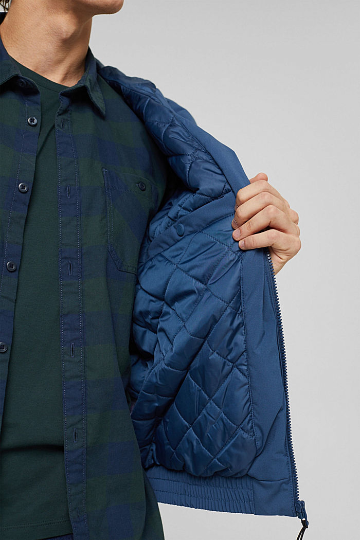 Gerecycled: gewatteerde jas met capuchon, GREY BLUE, detail image number 5