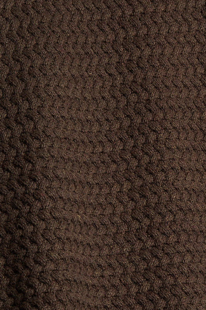 Trui met ingebreid kabelpatroon van een mix met biologisch katoen, BROWN, detail image number 4