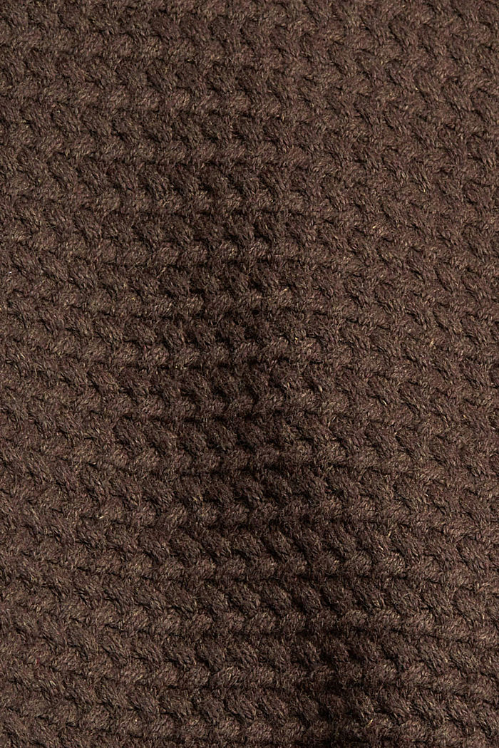 Trui met sjaalkraag, biologische katoenmix, BROWN, detail image number 4