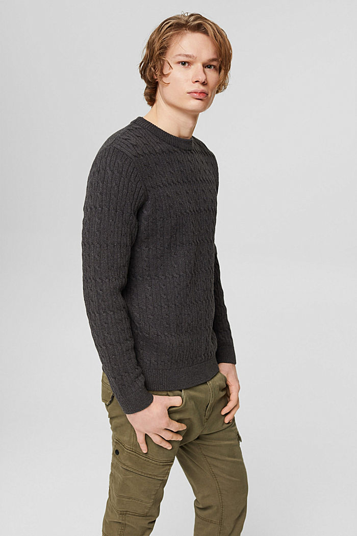 Sweter ze wzorem w warkocze z bawełny ekologicznej