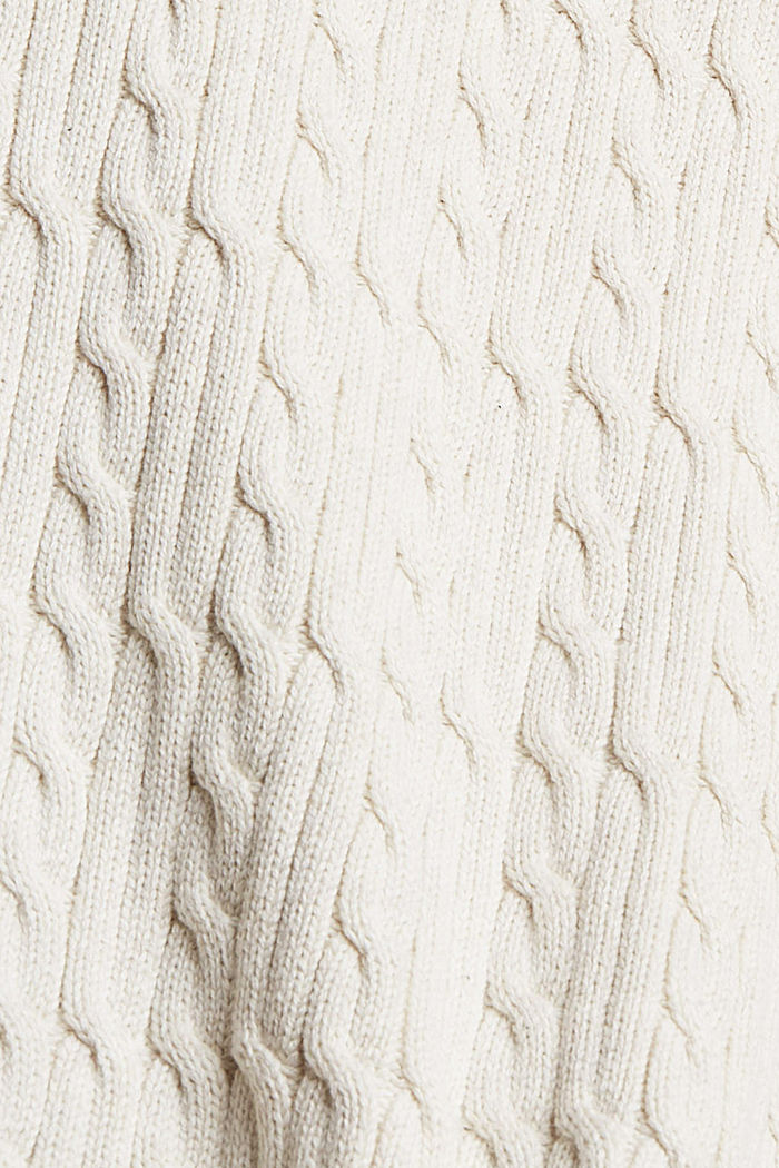 Trui met ingebreid kabelpatroon van biologisch katoen, OFF WHITE, detail image number 4