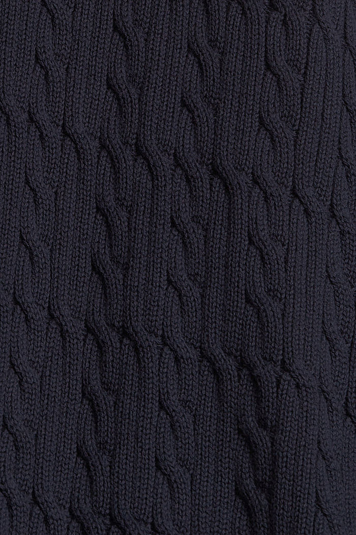 Sweter ze wzorem w warkocze z bawełny ekologicznej, NAVY, detail image number 4