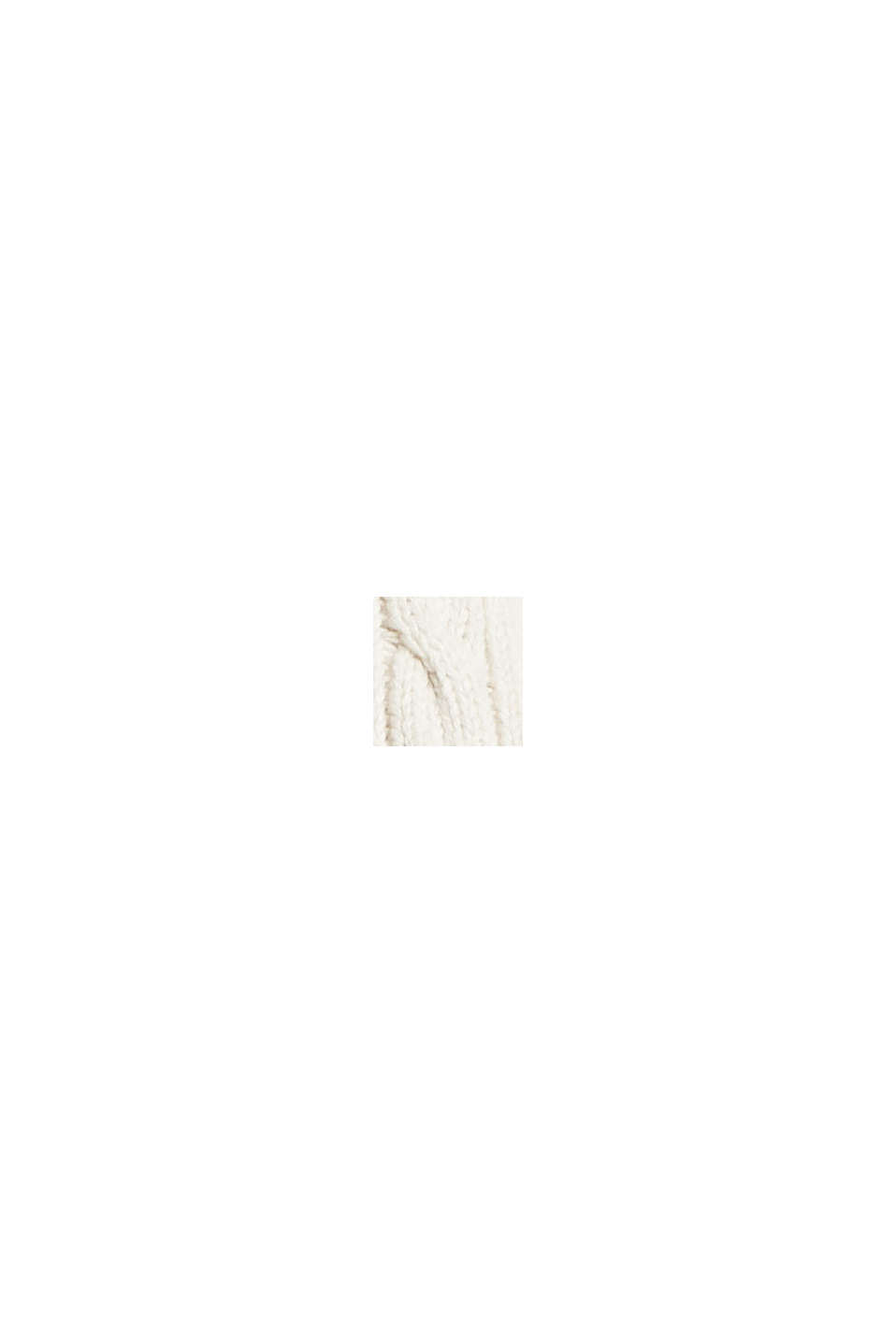 Jersey con cuello de cremallera en punto trenzado y algodón ecológico, OFF WHITE, swatch