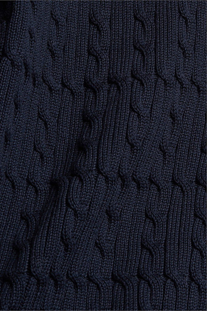 Jersey con cuello de cremallera en punto trenzado y algodón ecológico, NAVY, detail image number 4