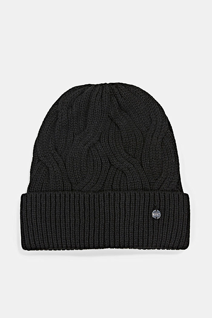 Wool blend: cable knit beanie