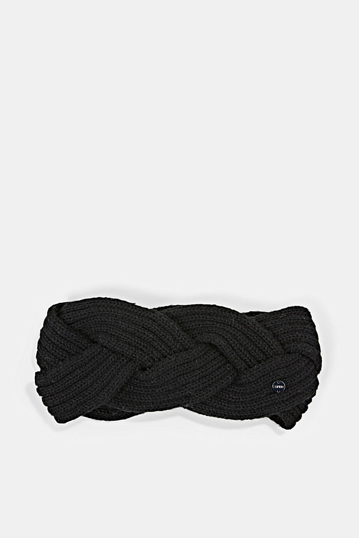 Met wol: gevlochten hoofdband, BLACK, detail image number 0