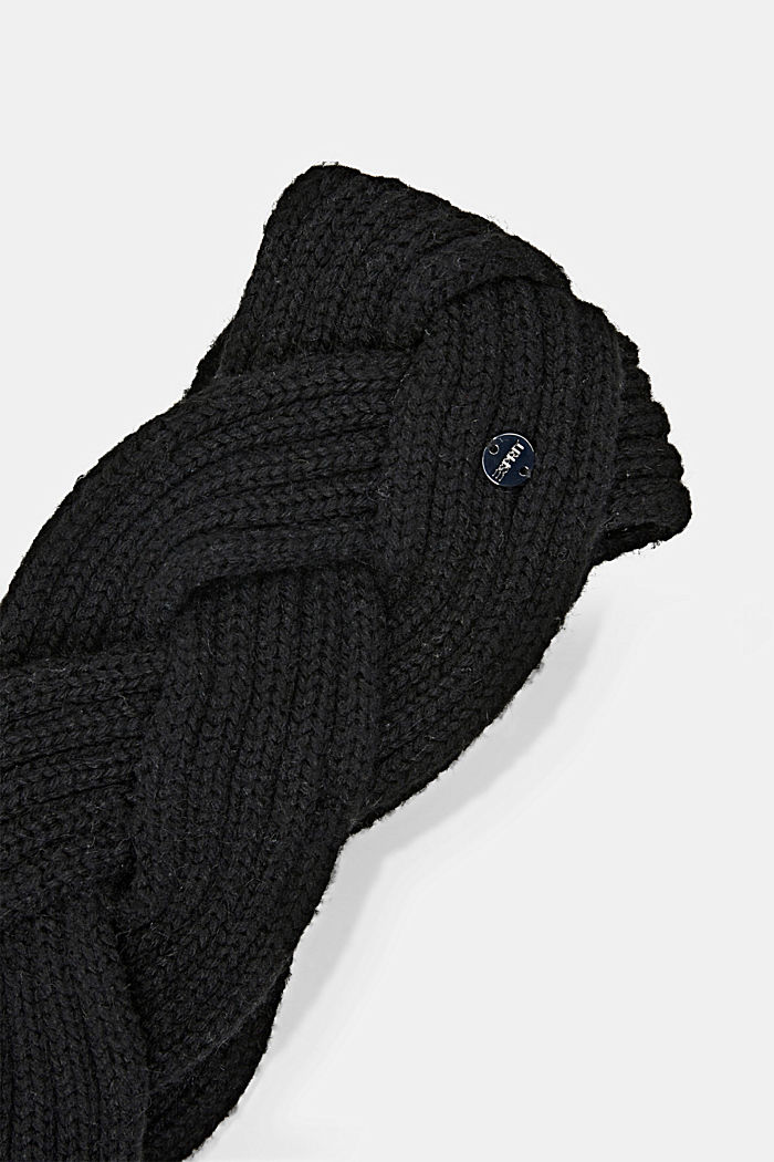 Met wol: gevlochten hoofdband, BLACK, detail image number 1