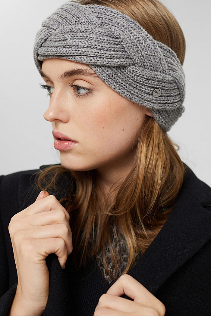 Wool blend: plaited-effect knit headband