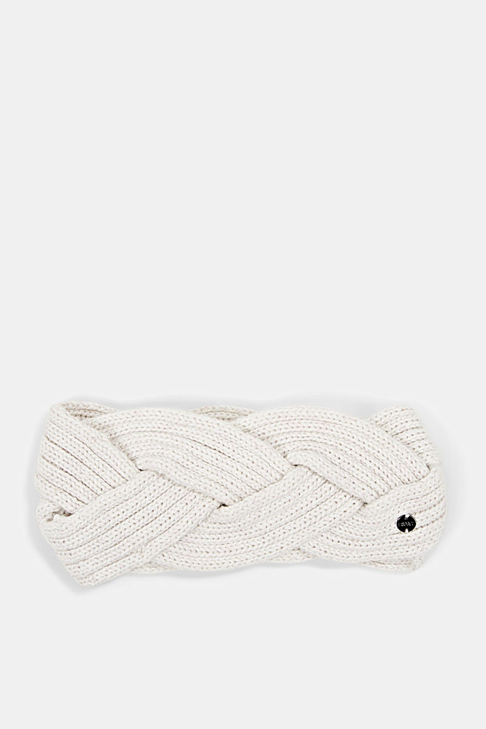 À teneur en laine : bandeau en maille tressé, OFF WHITE, detail image number 0