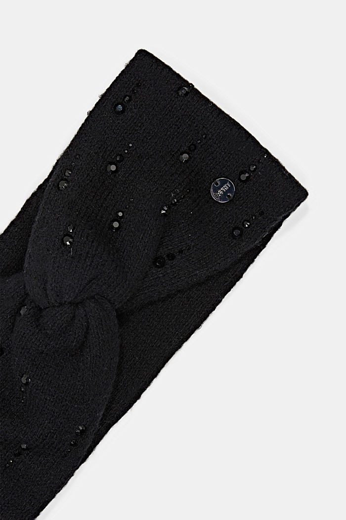 À teneur en laine : bandeau orné de pierres fantaisie, BLACK, detail image number 1