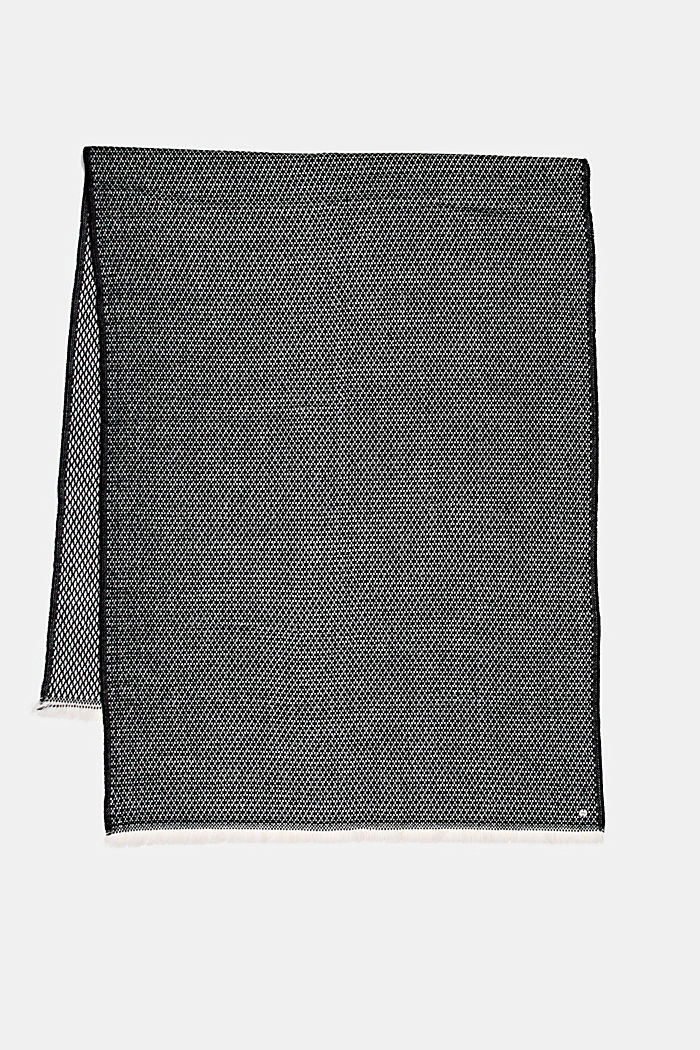 Made of recycled material: textured woven scarf, BLACK, detail image number 4