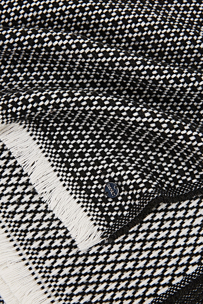 Made of recycled material: textured woven scarf, BLACK, detail image number 2