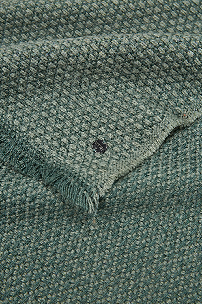 Gerecycled: geweven sjaal met structuur, DUSTY GREEN, detail image number 2