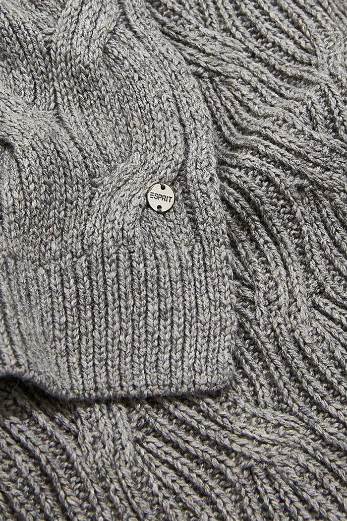 Gerecycled: sjaal met ingebreid kabelpatroon, GUNMETAL, detail image number 2