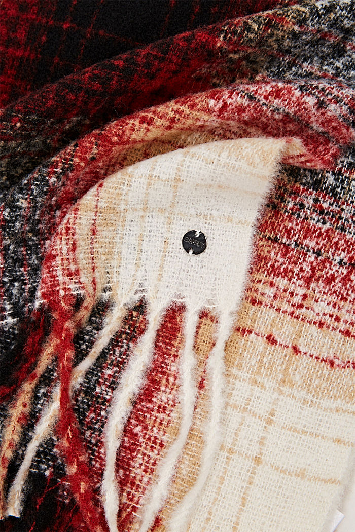 Gerecycled: geweven sjaal met ruitmotief, BLACK, detail image number 2