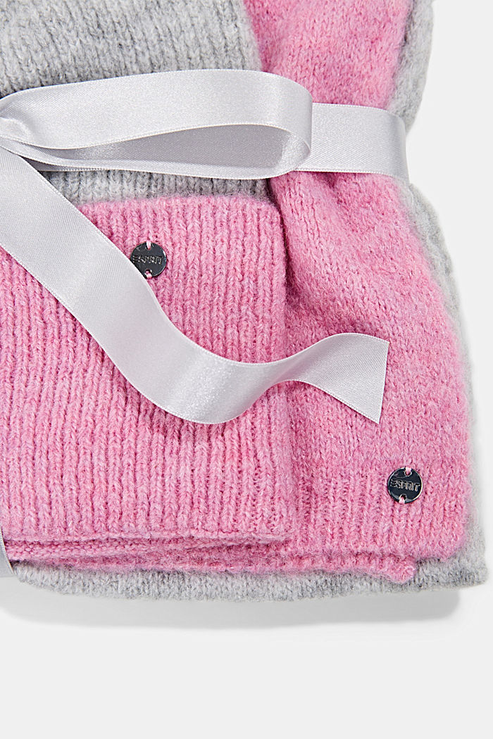 Wool blend: Gift set with a hat and scarf, LIGHT PINK, detail image number 2