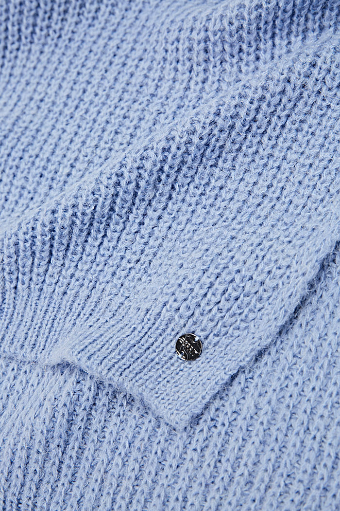 Sisältää alpakanvillaa: yksivärinen neulehuivi, GREY BLUE, detail image number 2