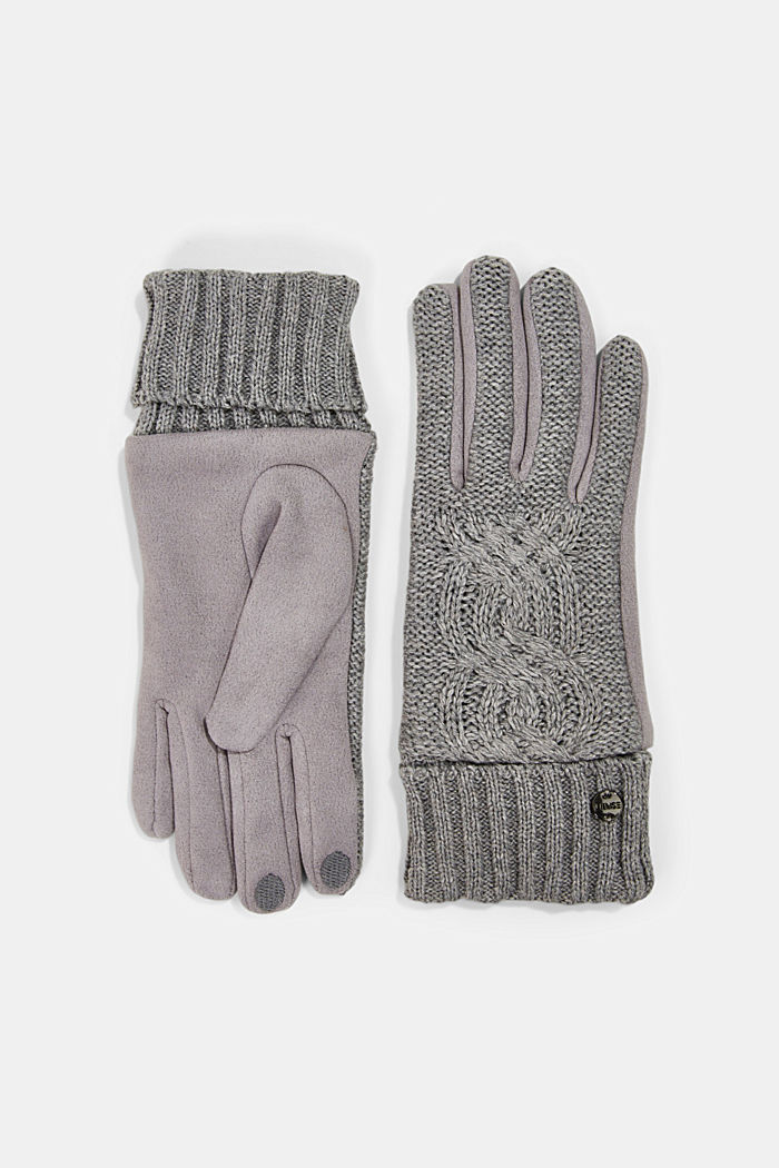 Met wol: handschoenen van een materiaalmix, GUNMETAL, detail image number 0