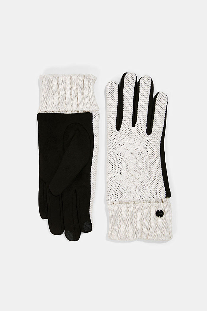 Met wol: handschoenen van een materiaalmix, OFF WHITE, detail image number 0