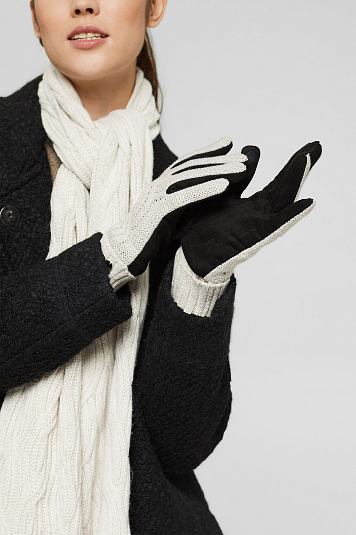 Con lana: guanti in materiale scamosciato