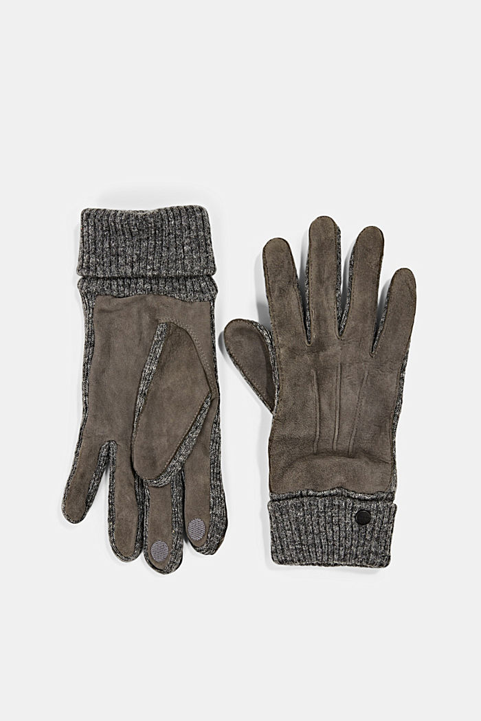 Handschoenen van een materiaalmix, GUNMETAL, detail image number 0