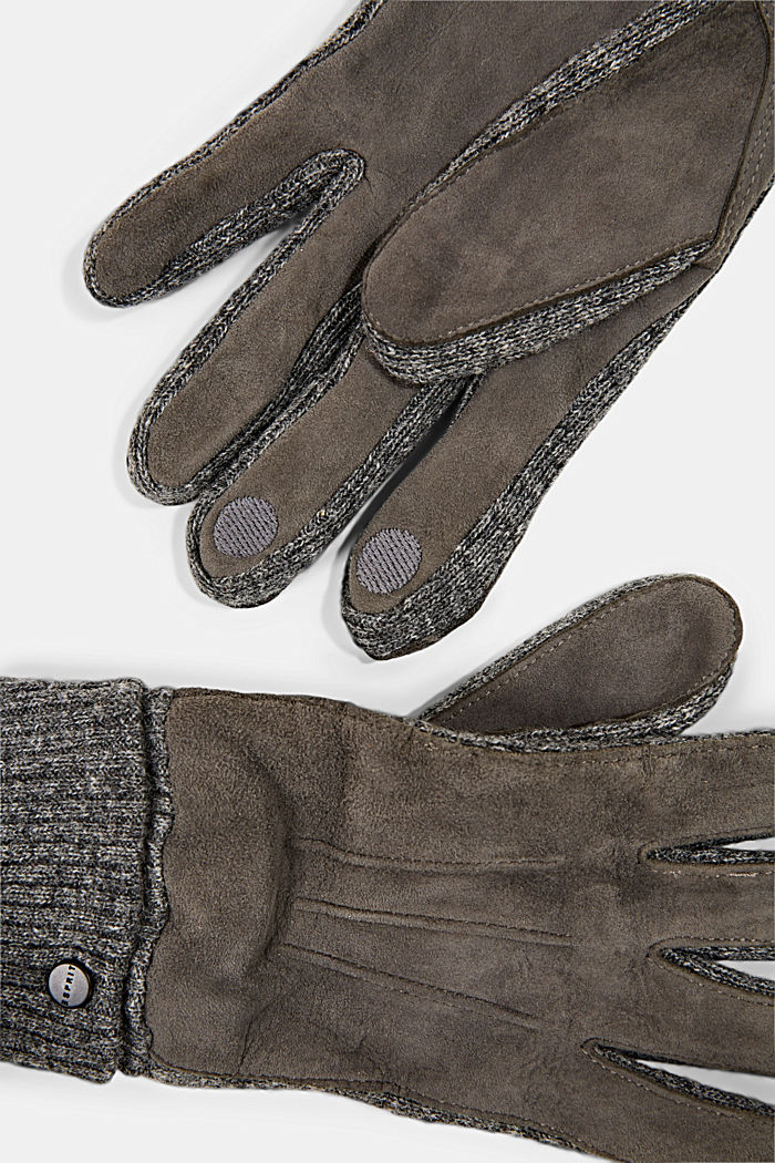Handschuhe aus Material-Mix, GUNMETAL, detail image number 1