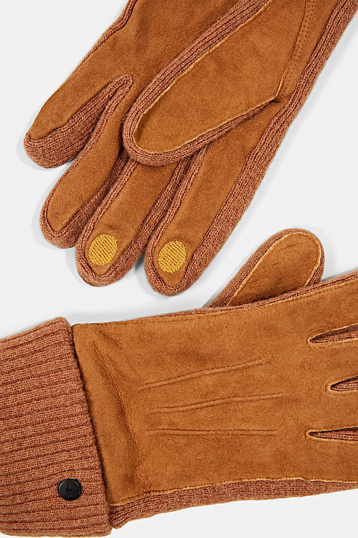 Handschuhe aus Material-Mix, RUST BROWN, detail image number 1