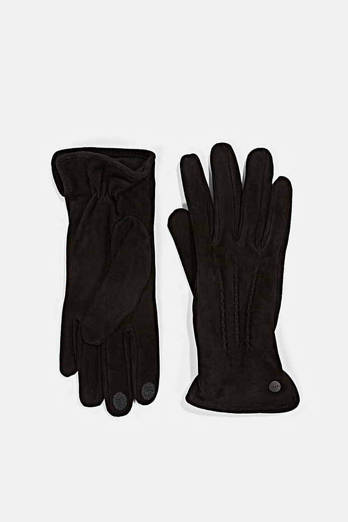 Handschoenen van suède, BLACK, detail image number 0