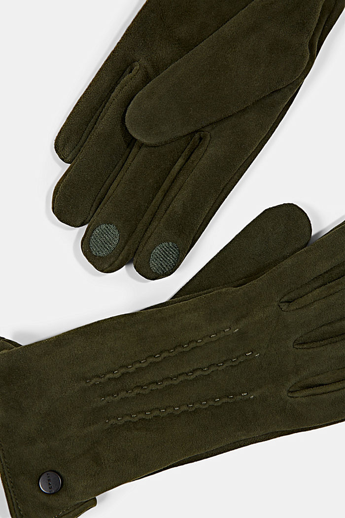 Handschoenen van suède, DARK GREEN, detail image number 1