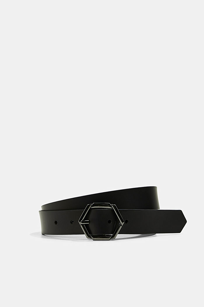En cuir : la ceinture à boucle à ardillon, BLACK, detail image number 0