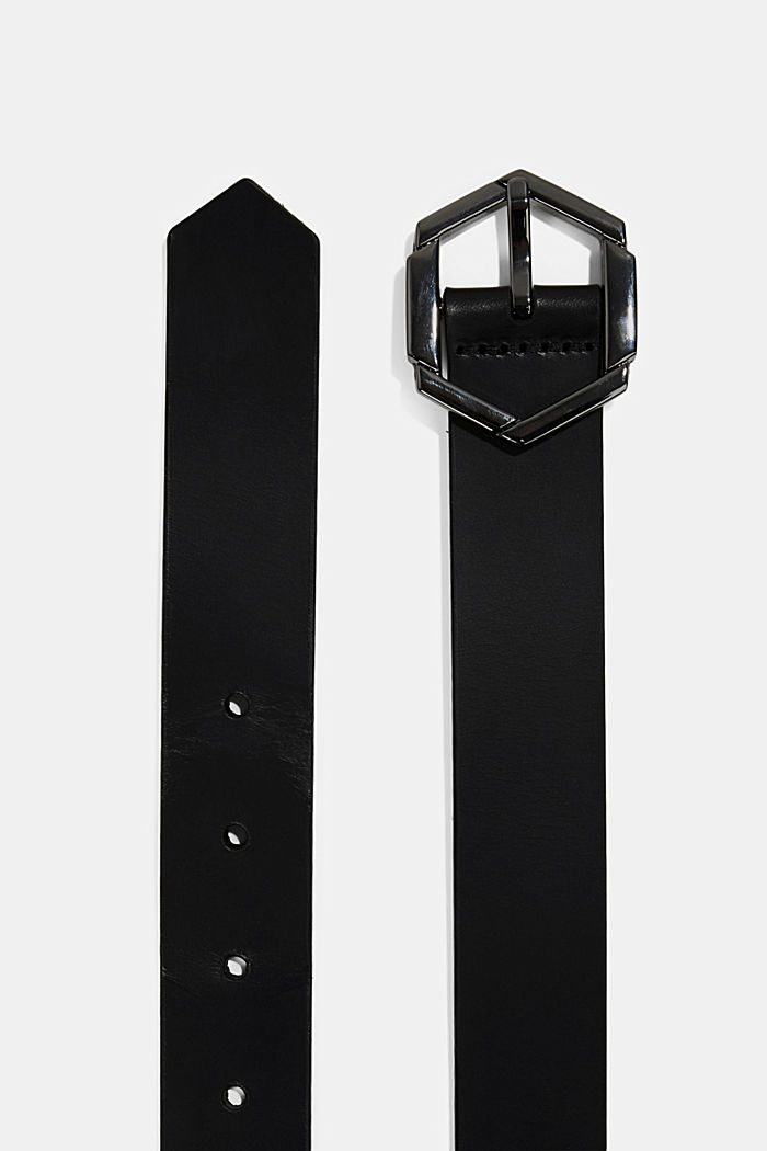 En cuir : la ceinture à boucle à ardillon, BLACK, detail image number 1