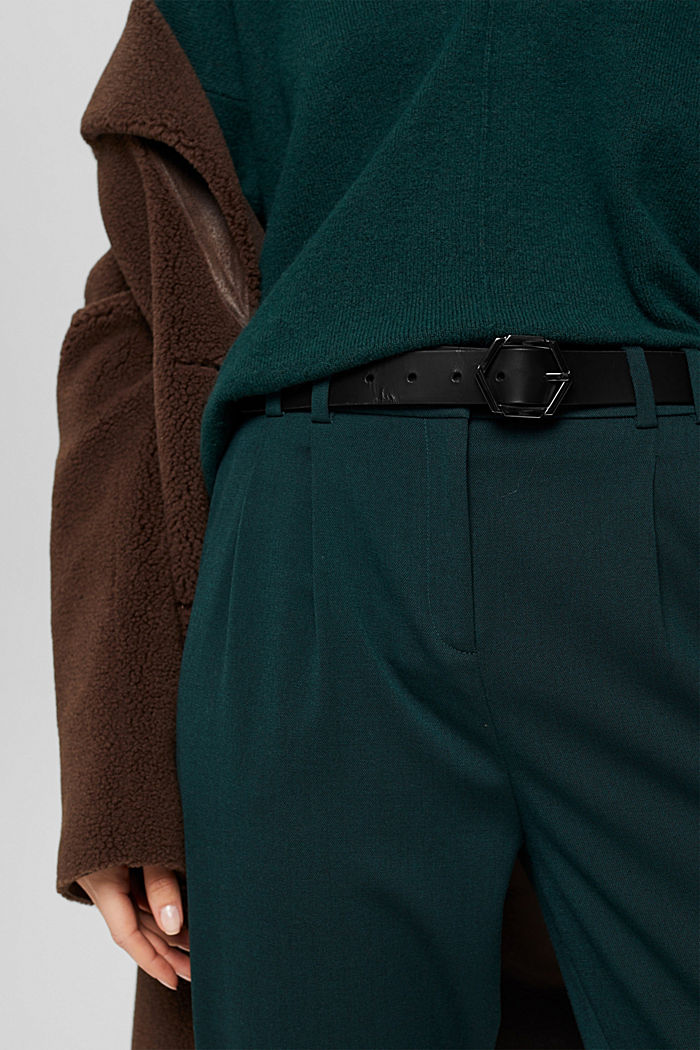 En cuir : la ceinture à boucle à ardillon, BLACK, detail image number 2