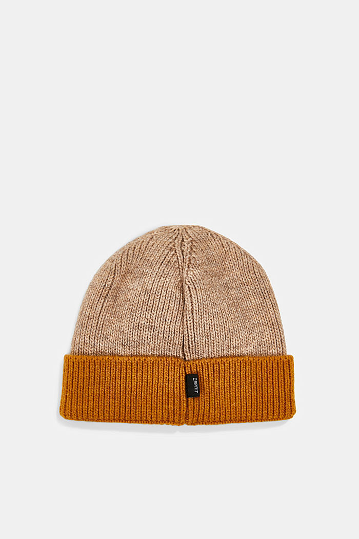 À teneur en laine/alpaga : bonnet à effet colour blocking, LIGHT BEIGE, detail image number 0