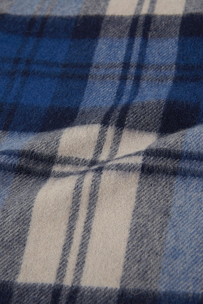 Van wol/kasjmier: sjaal met ruitpatroon, DARK BLUE, detail image number 2