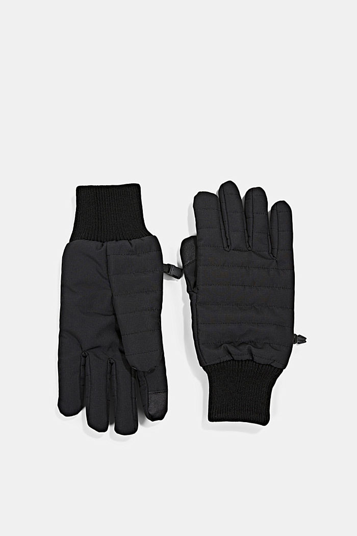 Gerecycled: gewatteerde handschoenen, BLACK, detail image number 0