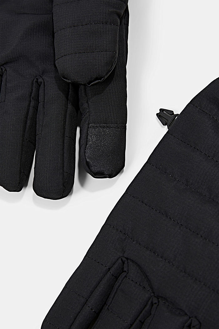 Gerecycled: gewatteerde handschoenen, BLACK, detail image number 1