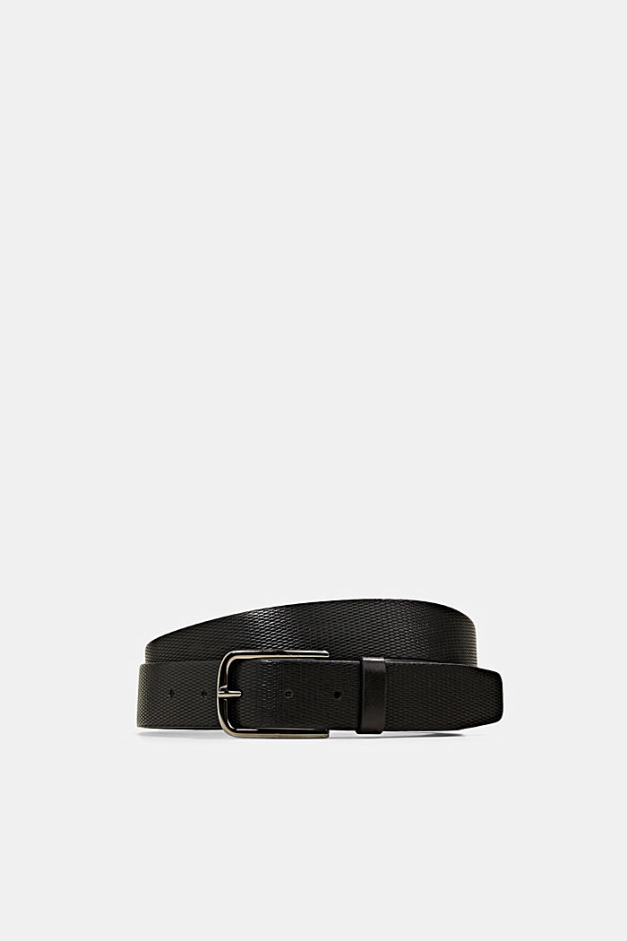 En cuir : la ceinture business à estampe, BLACK, detail image number 0