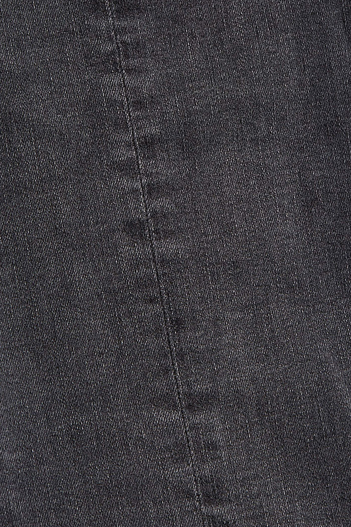 Stretchjeans met split, biologisch katoen, BLACK DARK WASHED, detail image number 4