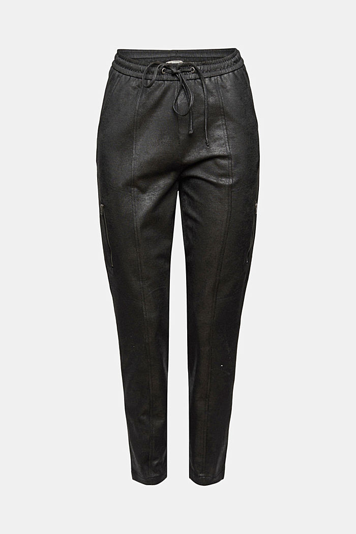 Coated tracksuit bottoms in a biker look
