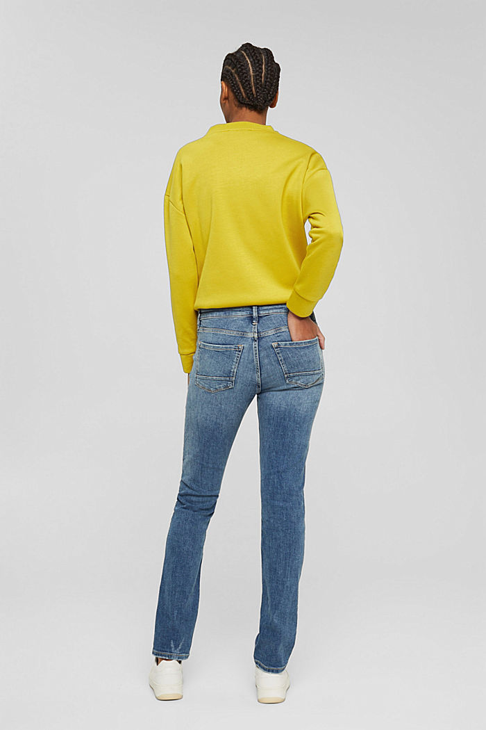 Stretch jeans met een used look, biologisch katoen, BLUE MEDIUM WASHED, detail image number 3