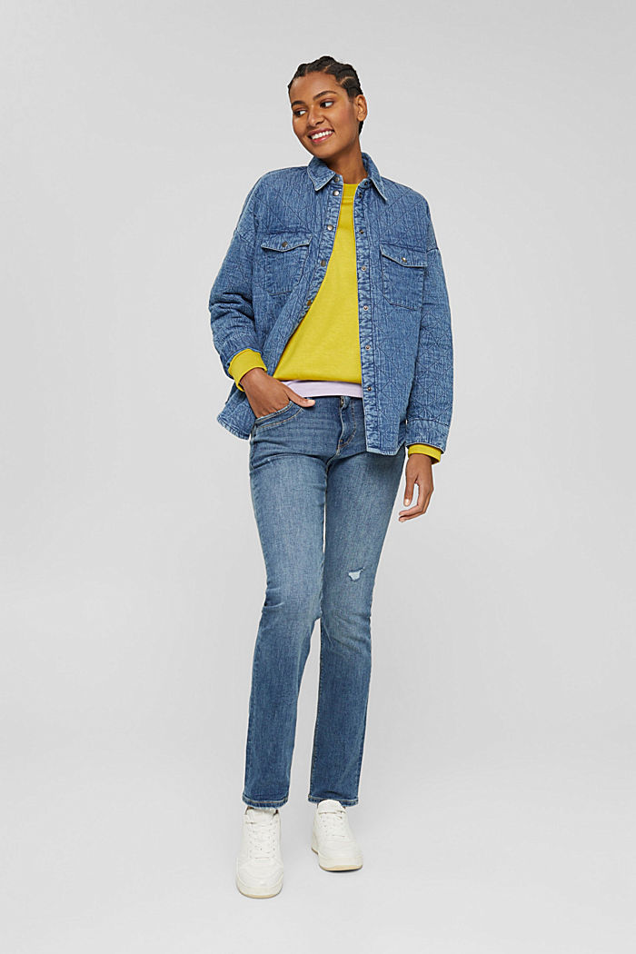 Stretch jeans met een used look, biologisch katoen, BLUE MEDIUM WASHED, detail image number 1