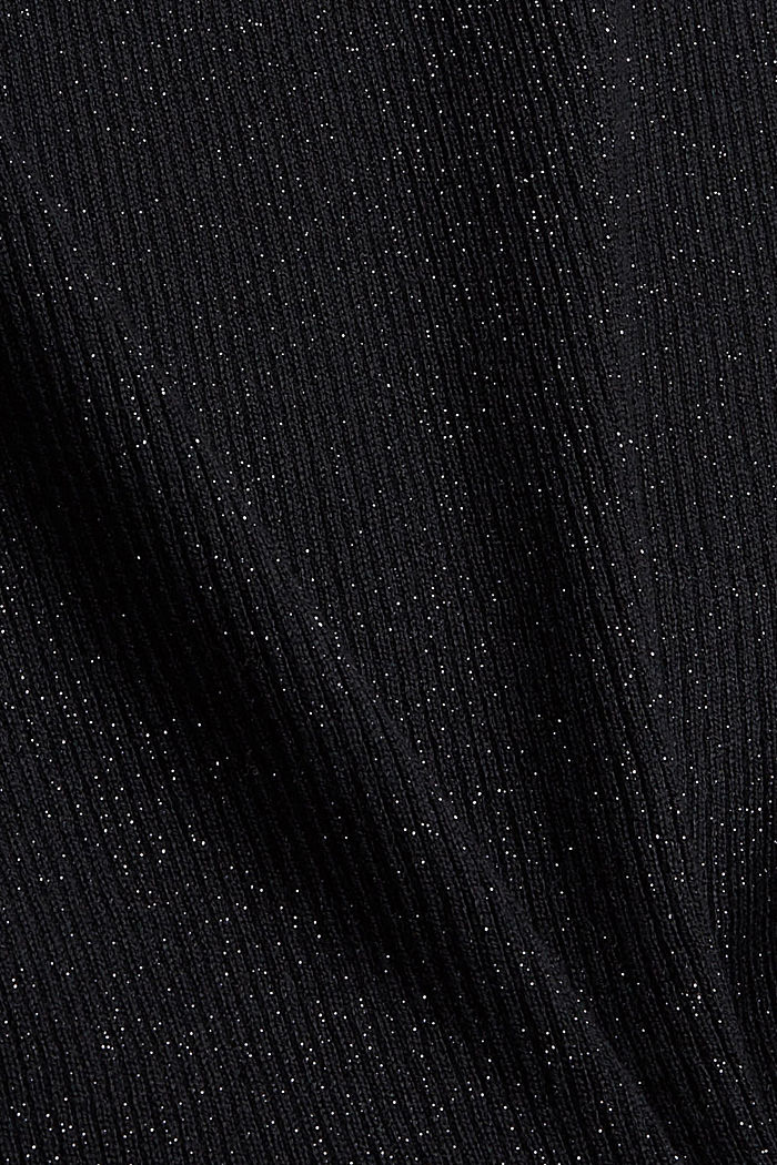 Gerecycled: ribgebreide midirok met glitter, BLACK, detail image number 4