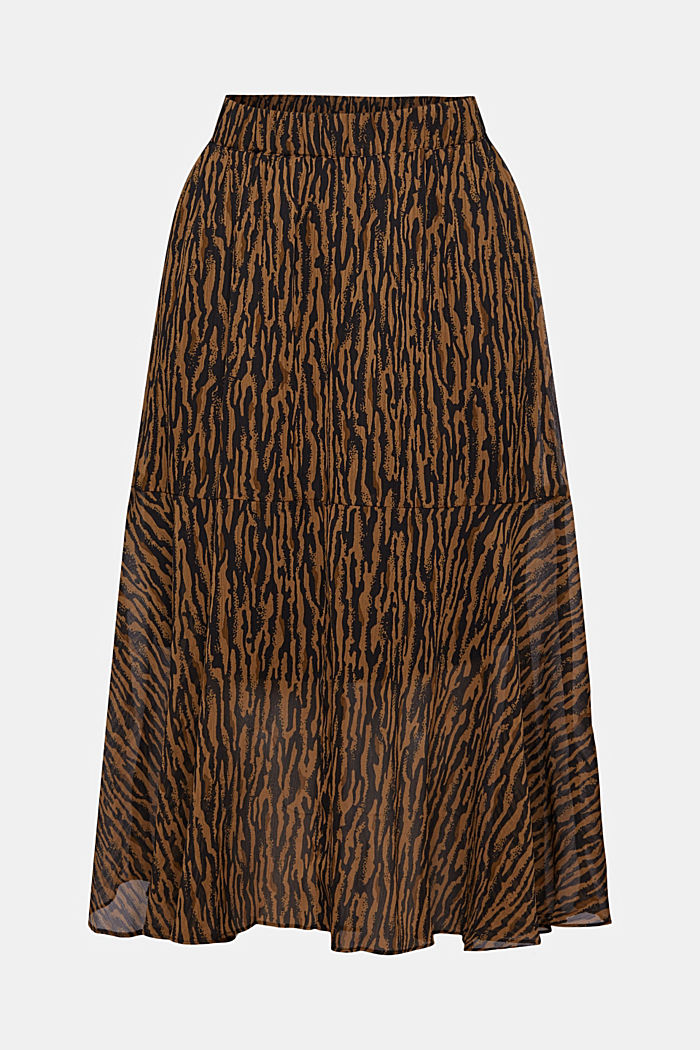 Vzorovaná midi sukně z šifonu