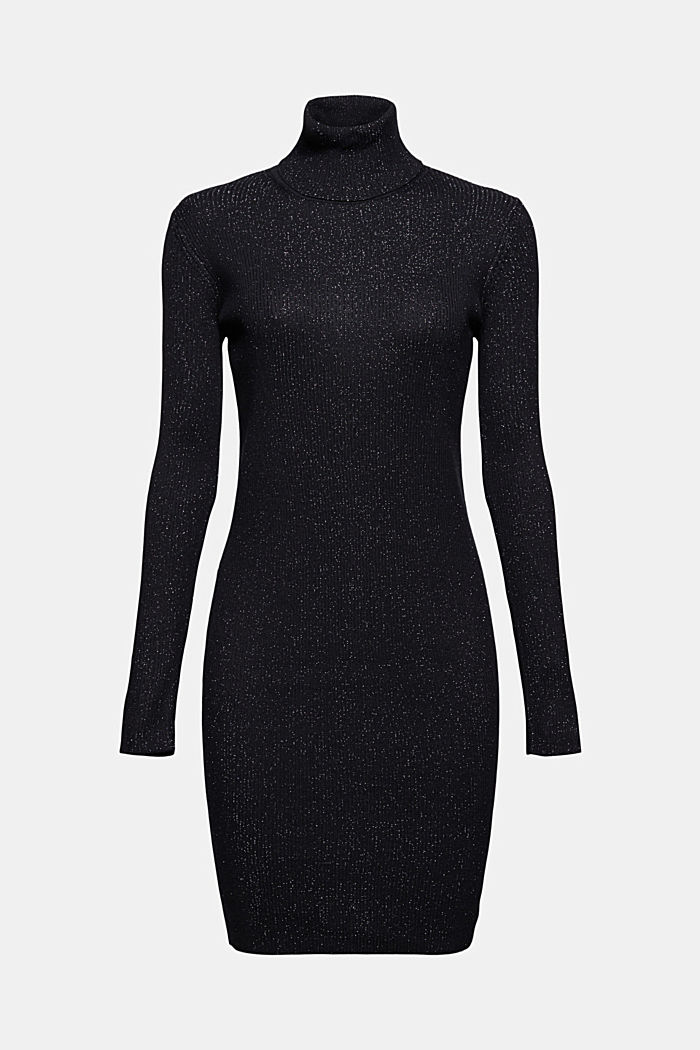 Gerecycled: gebreide jurk met glittereffect, BLACK, detail image number 7