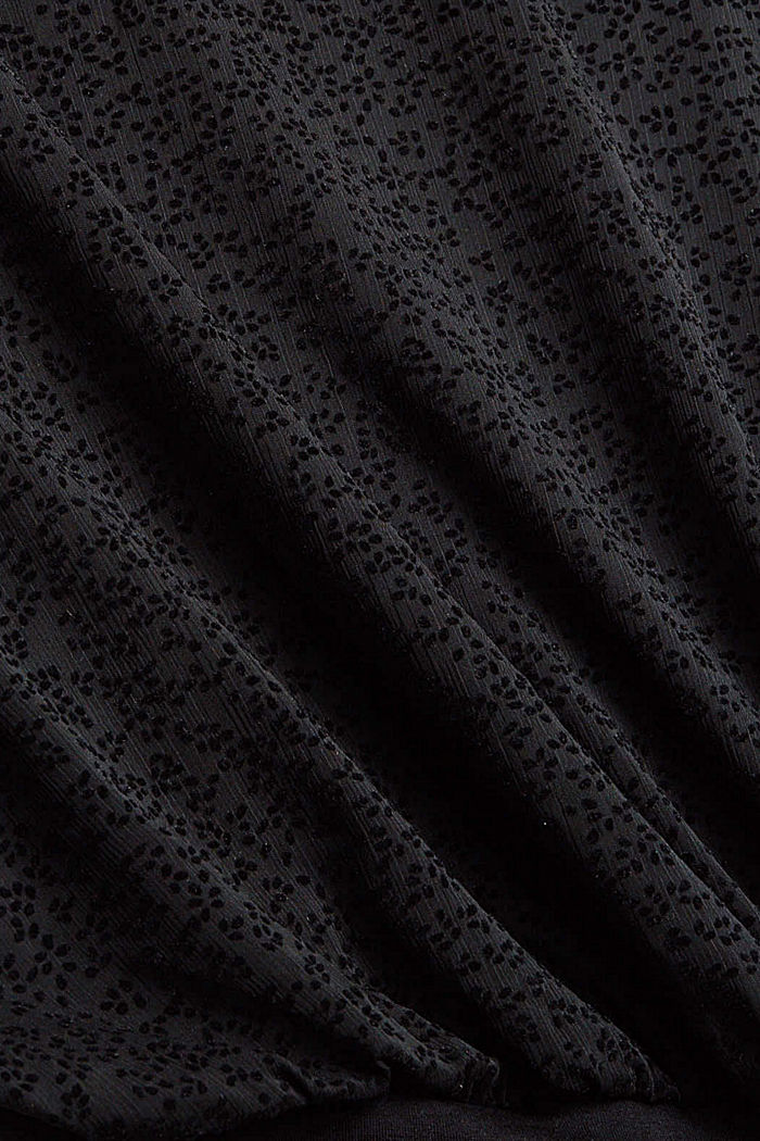 Chiffon jurk met motief met fluwelen look, BLACK, detail image number 4